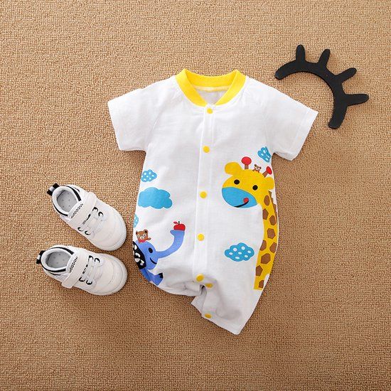 Nezr® Baby Romper - Unisex - Dierenprint - Korte Mouw - 6-9 Maanden