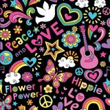 Bellatio Decorations Hippie Sixties feest thema bierviltjes/onderzetters - 75x stuks - tafel versiering - Flower Power feestartikelen