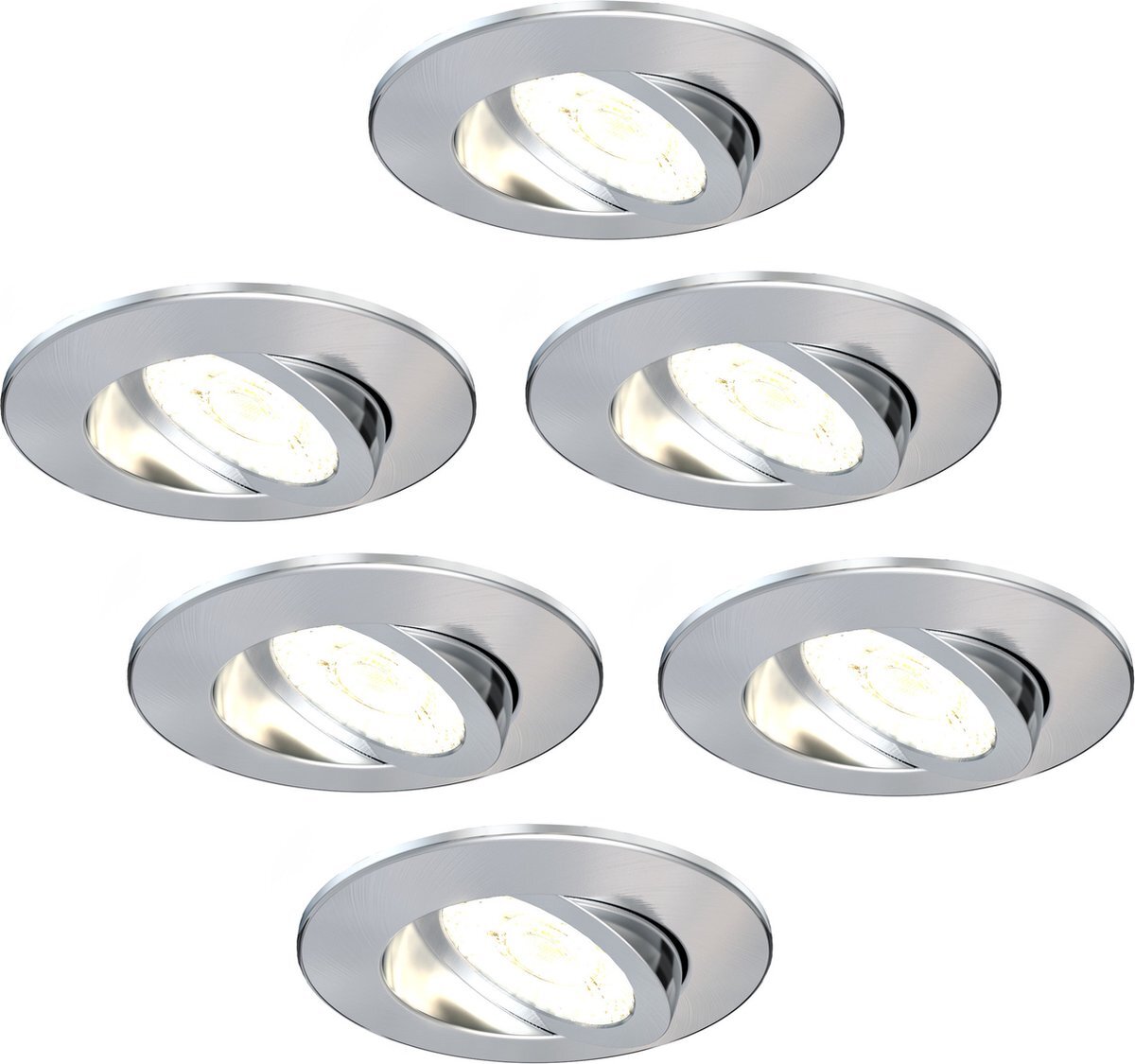 LEDVION Dimbare LED Inbouwspot RVS - IP65 - 5W - CCT - - Geschikt voor de Badkamer - 6 Pack