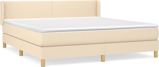 vidaXL Boxspring met matras stof crèmekleurig 180x200 cm