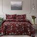 Tribeca Living Fluwelen bloemen bedrukte queensize dekbedovertrekset, zacht aanvoelend, oversized, luxe driedelige set inclusief een dekbedovertrek en Sham kussenslopen, Amara-granaat