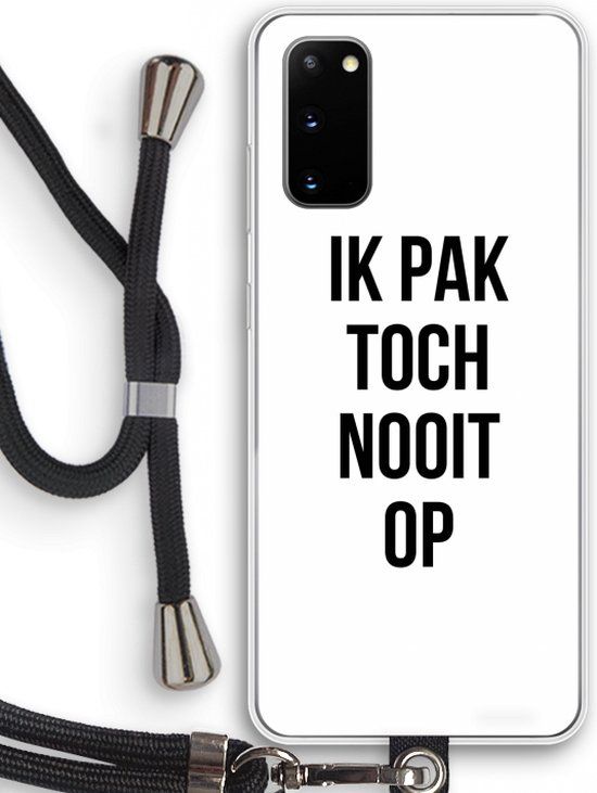 Case Company® - Samsung Galaxy S20 Case with Cord - "Ik pak nooit op" - Black TPU Back Cover