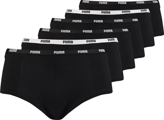 Puma 6-Pack Dames Mini Boxershorts - Zwart - Maat M
