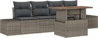 vidaXL Tuinbank Set 5 st Grijs Poly rattan