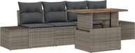vidaXL Banc de jardin 5 pièces Gris Poly rotin