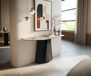 Livos Table console Edge Polygonal 140x50 cm Keramik Laminam® Travertino Bianco Creme-Weiß Livos Metall Schwarz