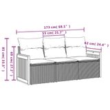 VidaXL 3-delige Loungeset met Kussens Poly Rattan Grijs