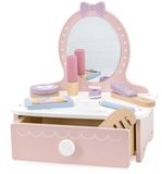 PolarB Table de maquillage en bois - Coiffeuse pour enfants avec miroir et accessoires