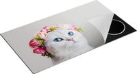 Chefcare Inductie Beschermer Kat met een Bloemen Kroon - 95x55 cm - Multicolor