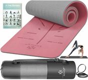 KESSER® Yoga Mat Extra Dik 183x61cm - Turnmat TPE Fitnessmat Gewatteerd & Antislip Yogamat Trainingsmat voor Fitness Pilates & Gymnastiek - Roze