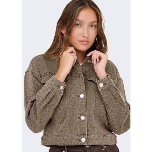 ONLY - ONLANLIE-ANIMAL L/S JACKET CC PNT - Dames - Gewatteerde jassen - S - Katoen/Elastaan - Bruin