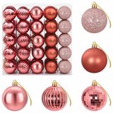 vidaXL Kerstballenset - 75 st - Roze en rosé - 6 cm - Polystyreen