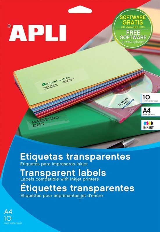 Apli Transparante etiketten 210 x 297 mm