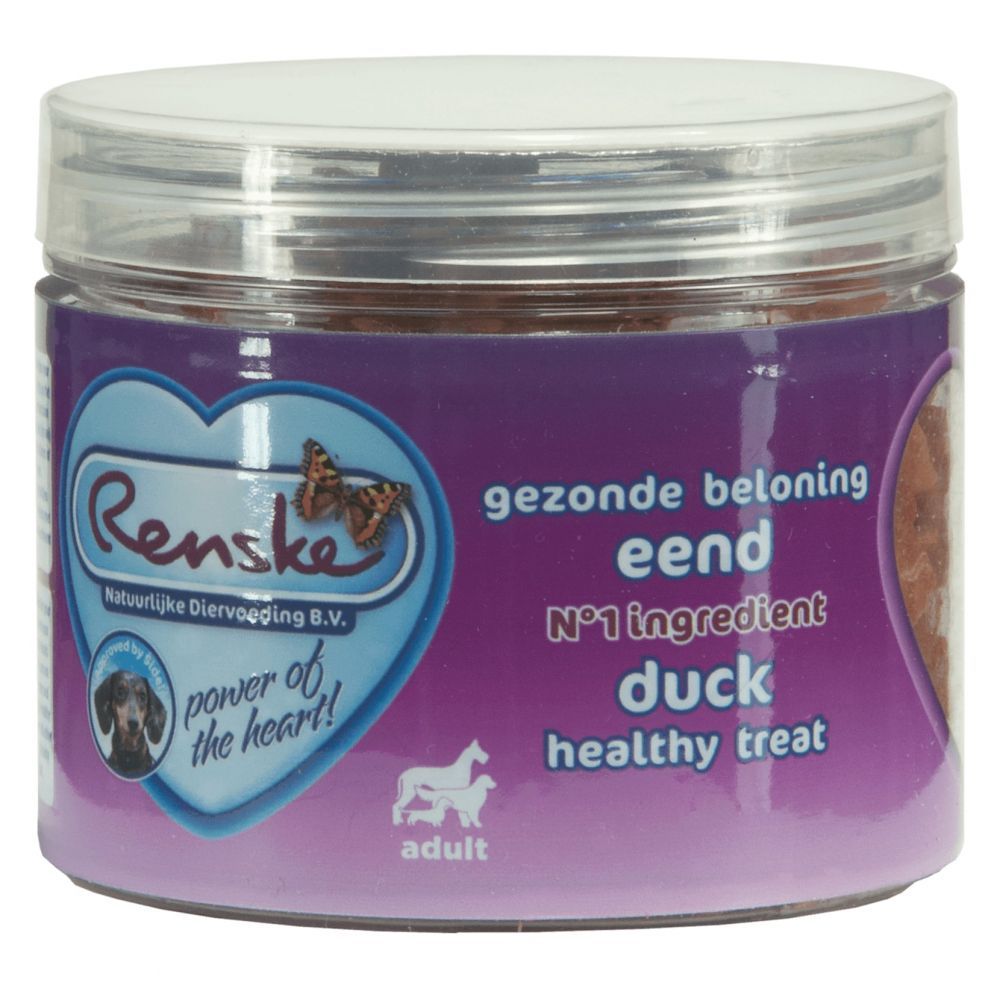 RENSKE 12x Gezonde Beloning Hartjes Eend 100 gr
