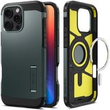 Spigen Tough Armor Hoesje Geschikt voor Apple iPhone 16 Pro | Compatibel met MagSafe | Back Cover Militaire Standaard | Kickstand | Groen