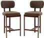 CALICOSY - Set de 2 tabourets avec revêtement en tissu, pieds aspect bois H92 cm - MARLA
