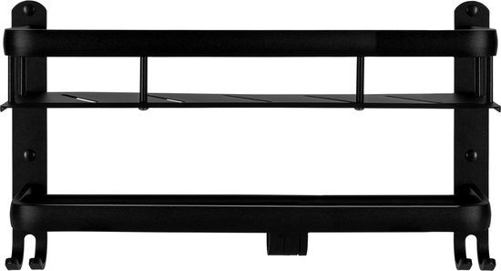 QUVIO badkamer rekje met haken - zwart - 40 cm