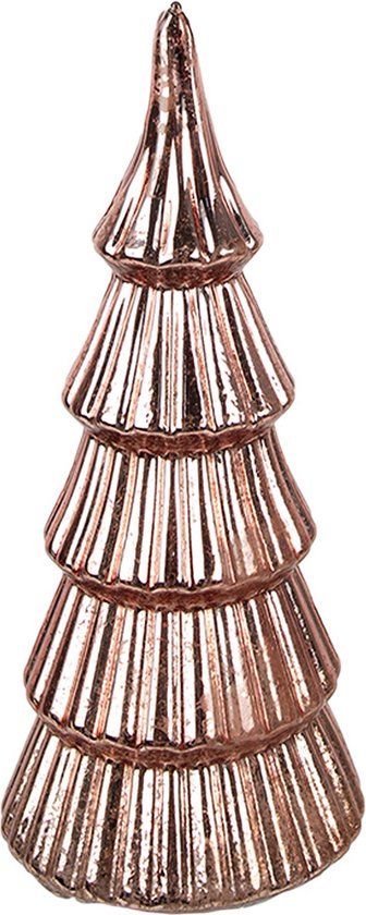 Clayre & Eef Kerstdecoratie met LED-verlichting Kerstboom Ø 9x21 cm Koperkleurig Kunststof