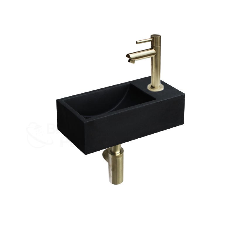 Badkamerplanet Quartz Zwart Fonteinset Mini 36x18x10 cm Goud