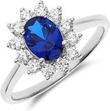 Lucardi Dames Zilveren ring met blauwe zirkonia