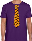 Bellatio Decorations Halloween thema feest stropdas t-shirt vleermuizen - heren XL