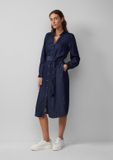 s.Oliver Overhemdjurk in denimlook blauw Lyocell Lange mouw Klassieke kraag Knopen Effen Kuithoogte Steekzakken Vrouwen 34