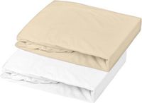 Domiva Set van 2 hoeslakens - 60 x 120 cm - Jersey - Wit/Pebbles