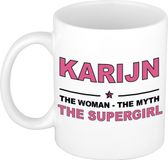 Bellatio Decorations naam cadeau mok - Karijn - Woman Myth Supergirl - koffiemok - 300 ml - collega - moederdag
