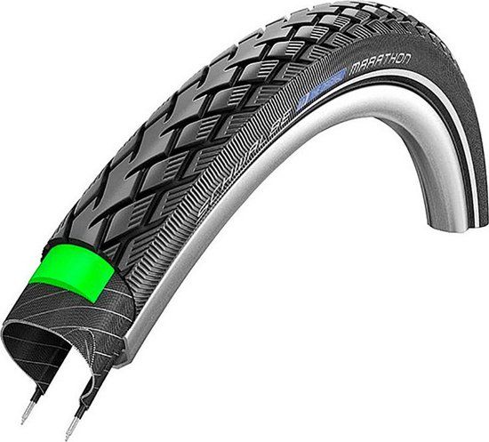 Schwalbe Green Marathon GreenGuard 28 x 1.00" / 25-622mm Zwart met reflectie