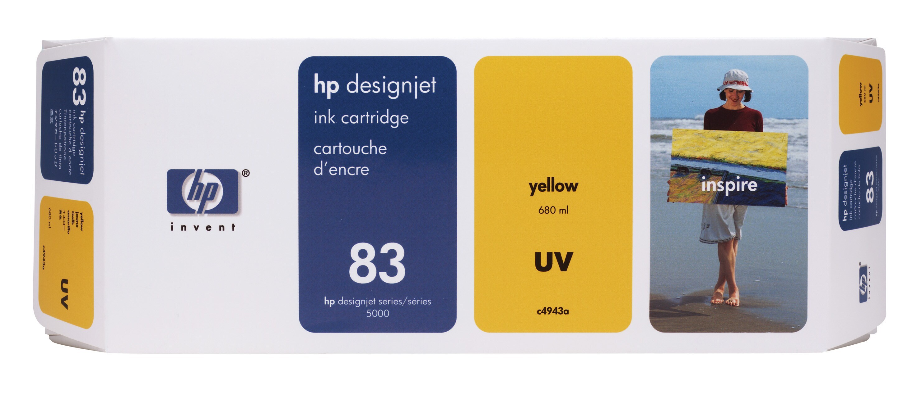 HP 83 680-ml Yellow DesignJet UV Ink Cartridge single pack / geel