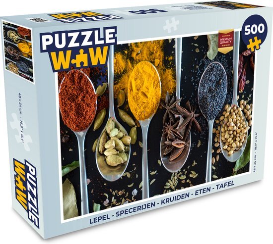 MuchoWow Puzzel Lepel - Specerijen - Kruiden - Eten - Tafel - Legpuzzel - Puzzel 500 stukjes - Sinterklaas cadeautjes - Sinterklaas voor grote kinderen