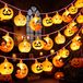Guirlande lumineuse d'Halloween avec motifs citrouille, 3 mètres de long, 20 LED, fonctionne sur piles, 2 modes d'éclairage