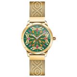 Thomas Sabo WA0369-264-211 Polshorloge Dames Quartz KALEIDOSKOPE Goudkleurig Staal Groene Wijzerplaat 33 mm