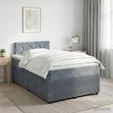 vidaXL Boxspringbed met matras, donkergrijs, 120 x 190 cm, fluweel