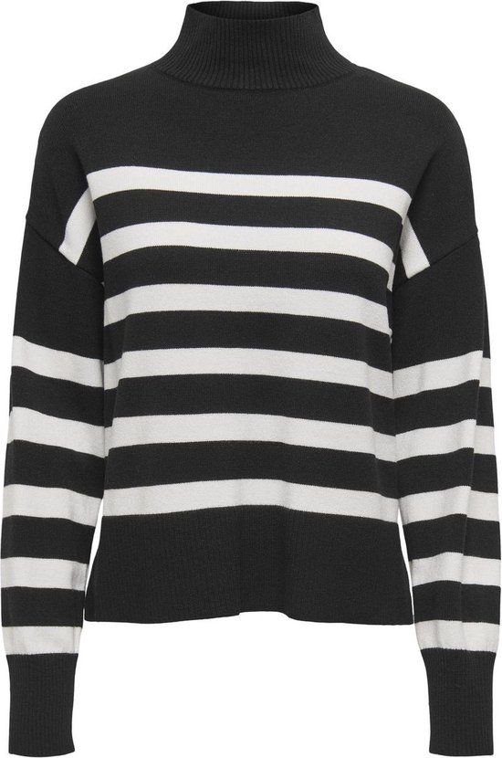 ONLY ONLBARI L/S HIGHNECK KNT NOOS Women's Sweater - Size XS - Black/Cloud Dancer