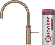 Quooker NL Fusion Round keukenkraan koud, en kokend water met PRO3 reservoir messing patina 3FRPTN