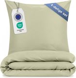 Blumtal Housse de couette microfibre Nova - 2 x Housse de couette une personne 135 x 200 cm - 2 x Taie d'oreiller 80 x 80 cm - Vert olive