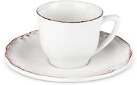 Karaca Elizabeth Ecru Theekop 180 ml - Porselein - Wit - 2-delige set