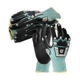 NITREX 299T Werk- en Veiligheidshandschoenen – Naadloze Gebreide Fleece Voering, Thermische Latexcoating, B Rated Cut Resistente Handschoenen in Blauw/Zwart