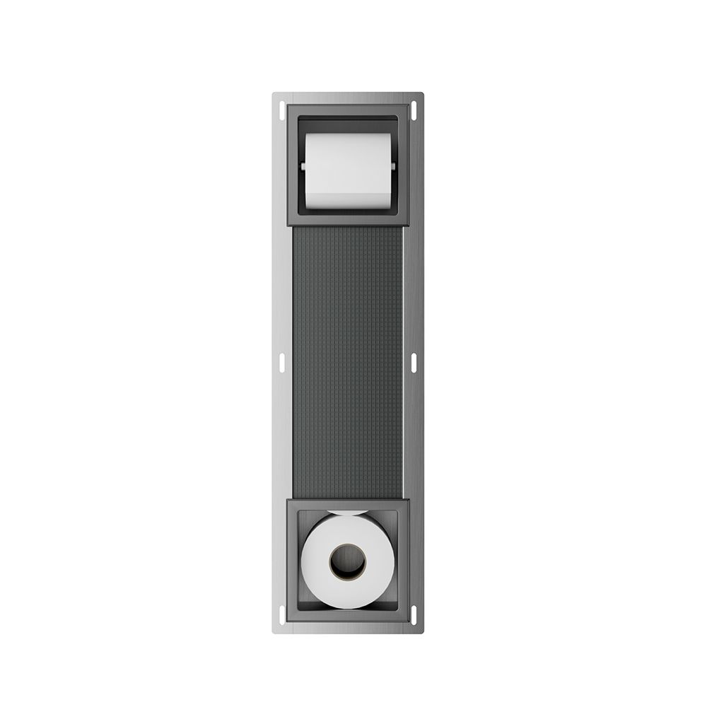 Xellanz Rocko Toilet Roll Holder - Gunmetal - Inbouw - With Reserve