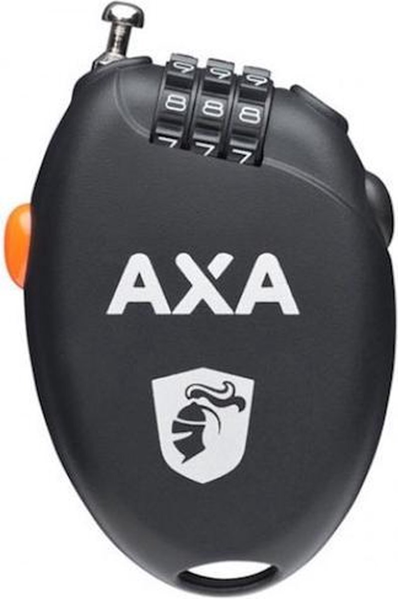 Axa Roll - retractable kabelcijferslot - 75 cm - zwart - cijferslot - kabelslot - voor ski's - snowboards - fiets - gereedschap - racefiets - mountainbike - backpack
