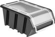 Boîte de rangement en plastique, empilable, bac de rangement, boîte de tri, boîte avec couvercle, 120 x 195 x 90, noir