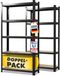FLOORDIREKT Lakota Rekken voor zwaar gebruik - Set van 2 - Aanpasbaar - Zwart - 200 x 120 x 60 cm