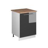 Vicco Keukenonderkast Fame-Line, Antraciet Hoogglans/Wit, 60 cm 1 deur met werkblad