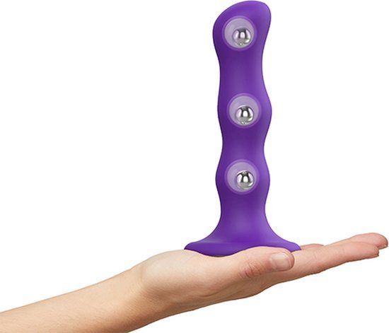 Strap-On-Me Geisha Balls Dildo Met 3 Roterende Balletjes Paars Maat M