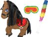 Boland Verjaardag Pinata Paard - 45 x 33 cm - papier - set met stok 54 cm en masker - Kinderfeestje