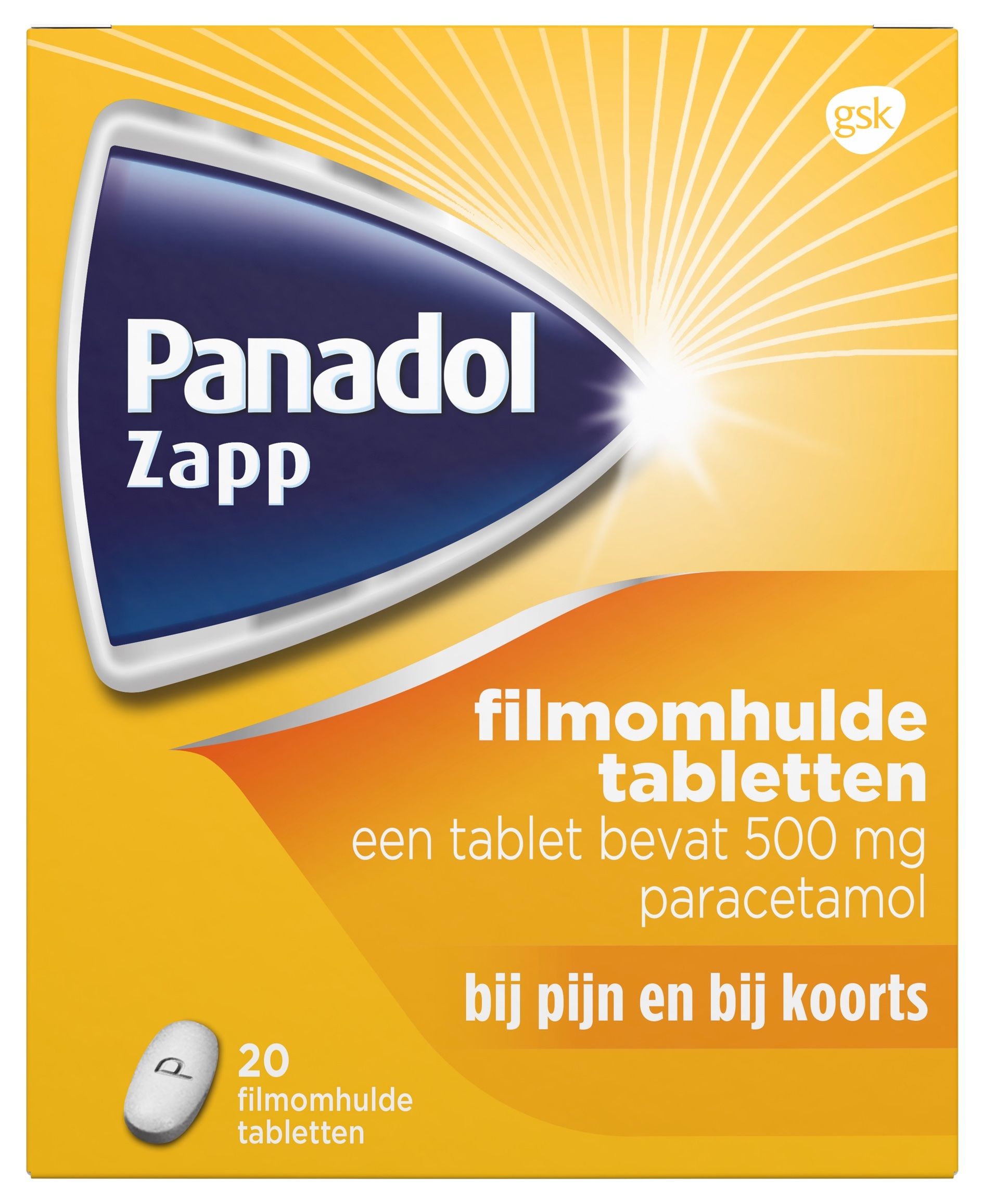 Panadol Zapp 500 mg Filmomhulde Tabletten - 5054563089342