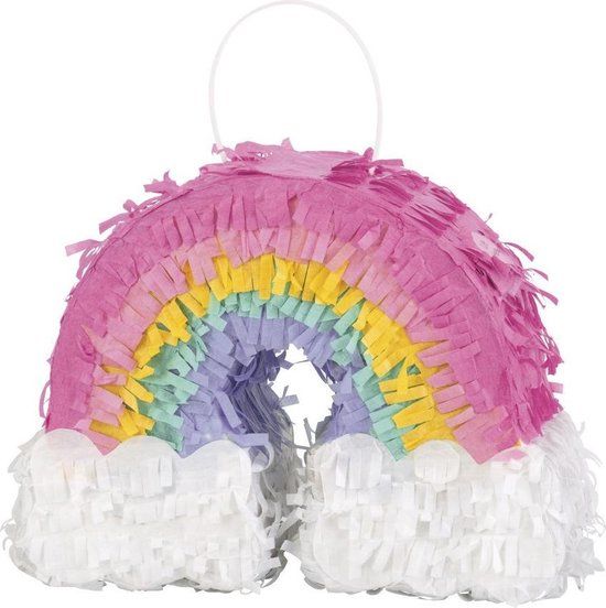 Mini Regenboog Pinata - Verjaardag - Multi colour - Plastic - Voor binnen & buiten
