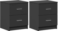 vidaXL Nachtkastjes - Set van 2 - met 2 lades - 40x36x50 cm - Zwart