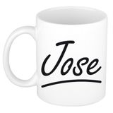Bellatio Decorations Jose Naam koffiemok - beker - met sierlijke letters - wit